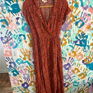 Umgee Red Floral Maxi Dress